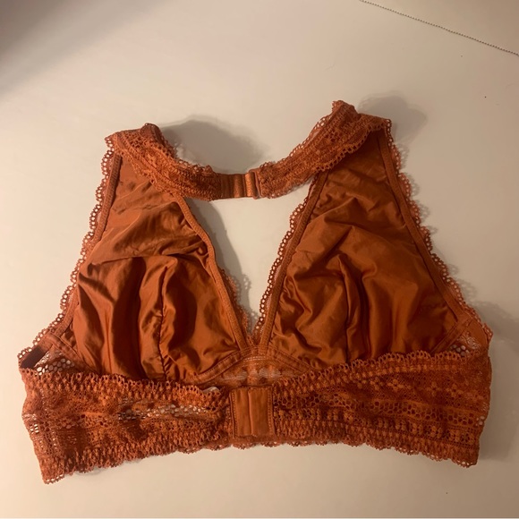 Burnt Orange Terra Cotta Victoria's Secret Lace Halter Lined Bralette Size Large - Picture 2 of 8
